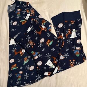 Old Navy adult women’s Pajama Set Snowmen&dachshund print Sz. 4x(top 3x(pant